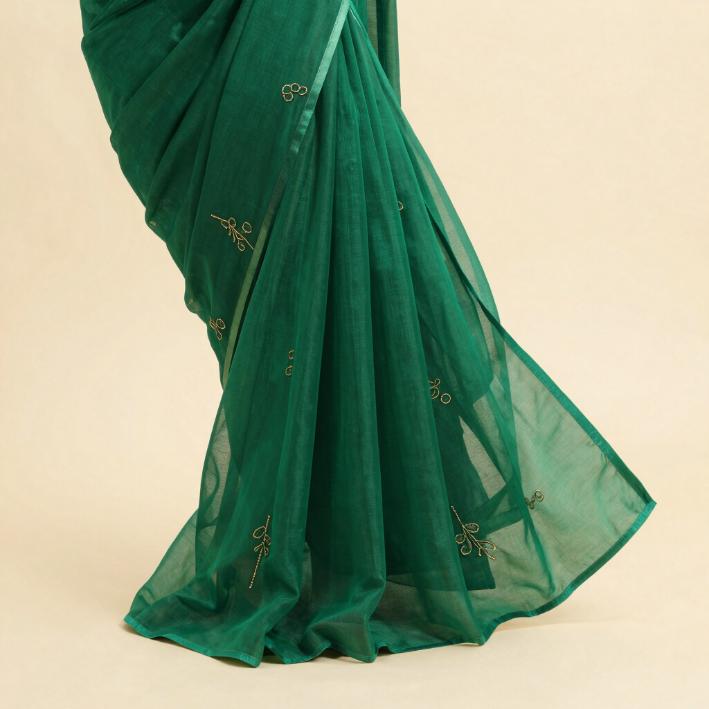 Emerald Green Organza Saree
