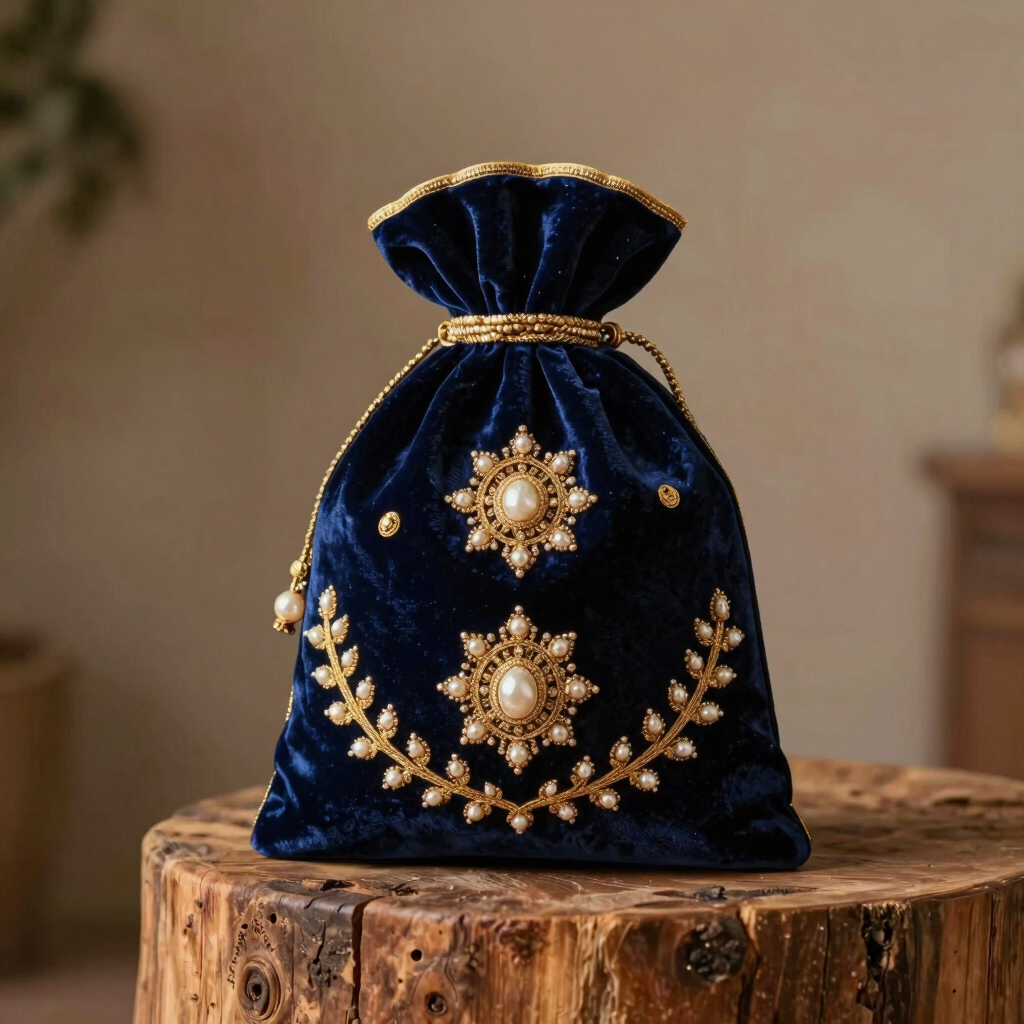 Royal Velvet Embroidered Potli Bag