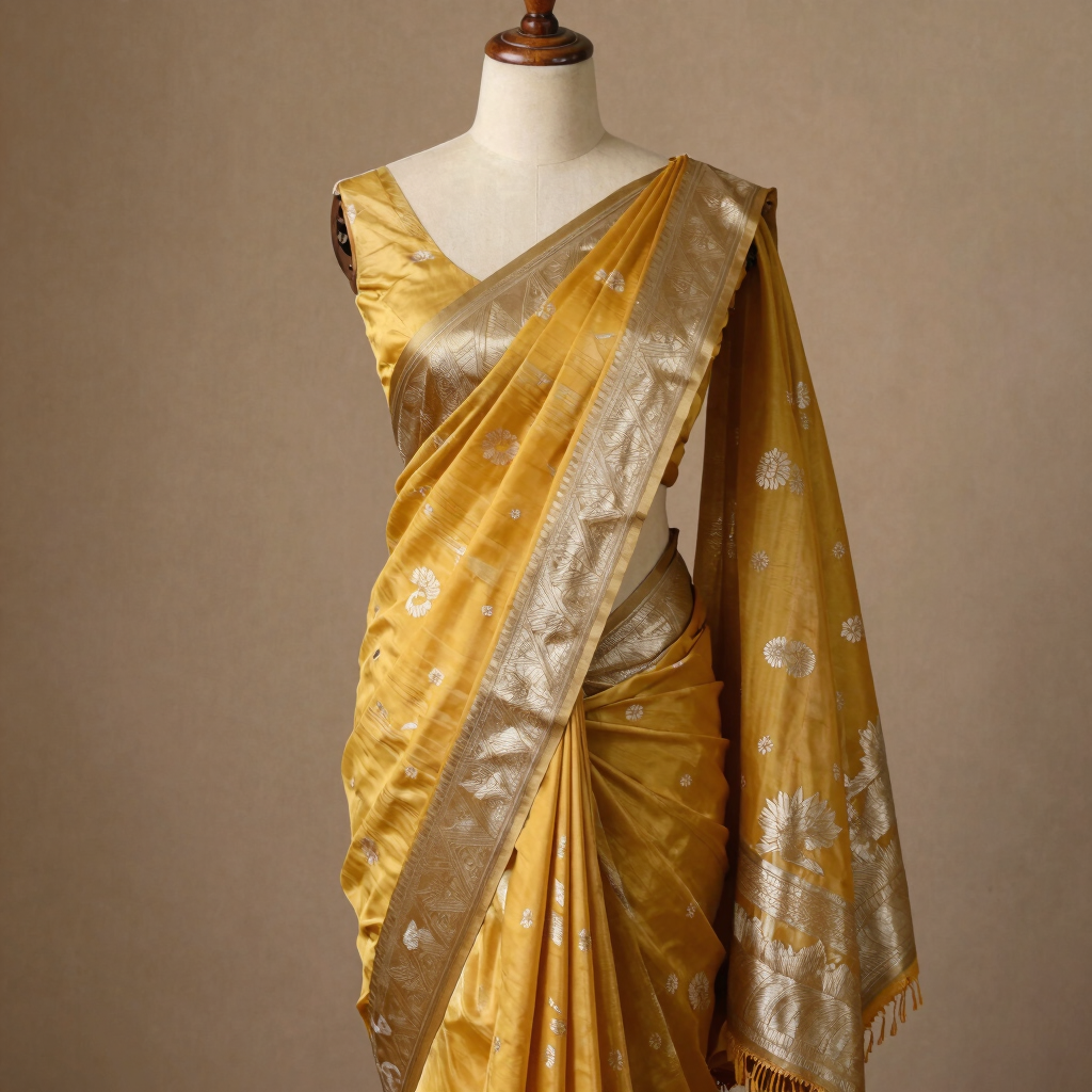 Banarasi Brocade Saree in Mustard Gold
