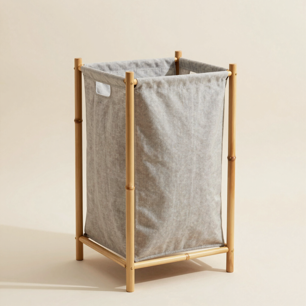 Bamboo Frame Collapsible Laundry Hamper