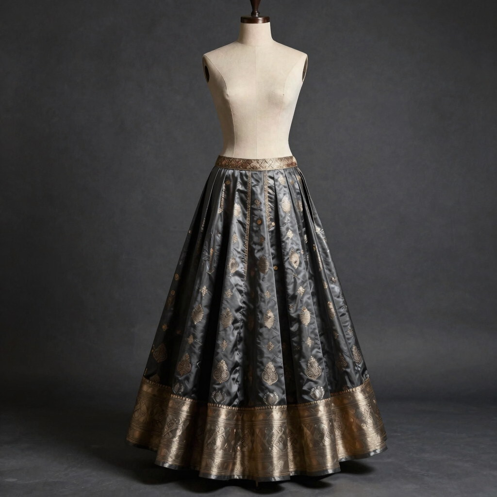 Charcoal Banarasi Silk Lehenga
