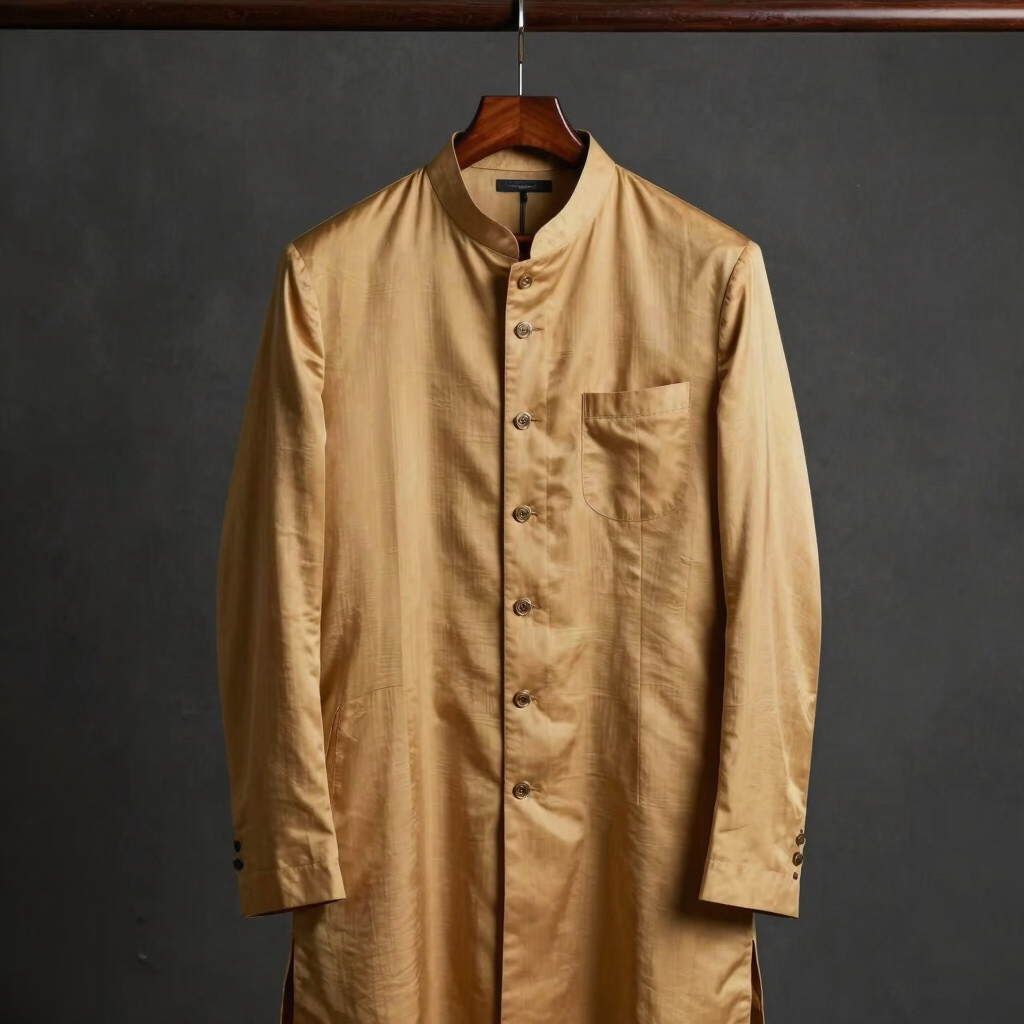 Raw Silk Ochre Sherwani