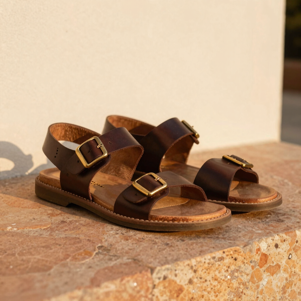 Sandales de Mariage en Cuir Doré