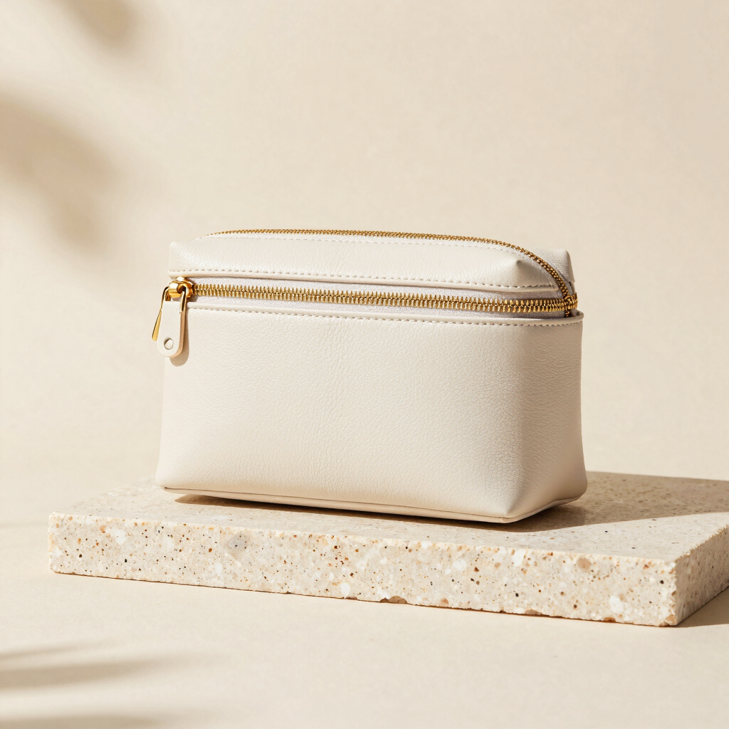 Luxe Pebbled Leather Cosmetic Bag
