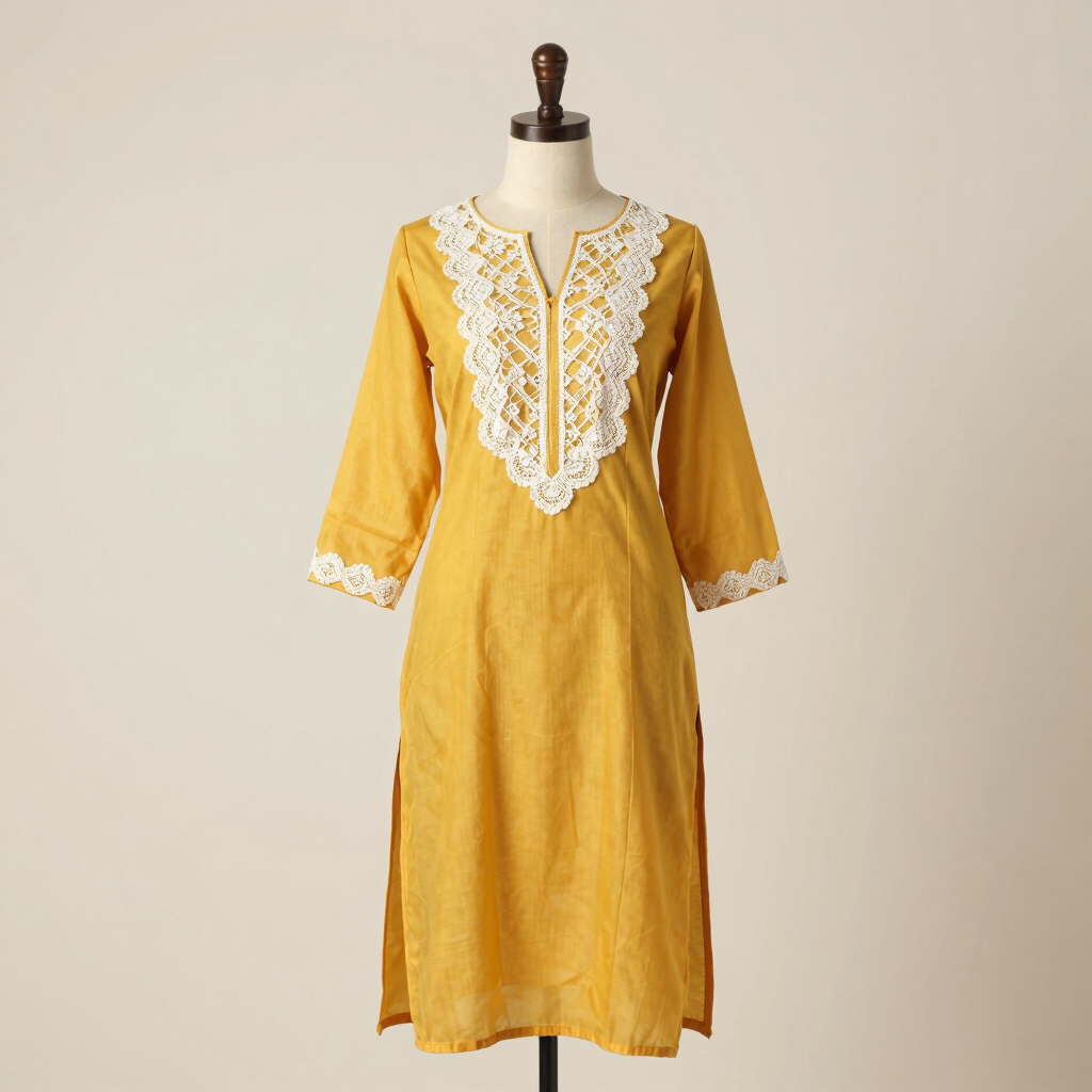 Mustard Yellow Rayon Straight Kurti