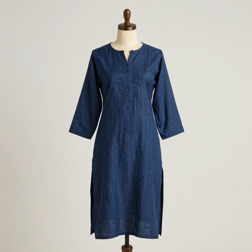 Midnight Indigo Hand-Block Print Kurti