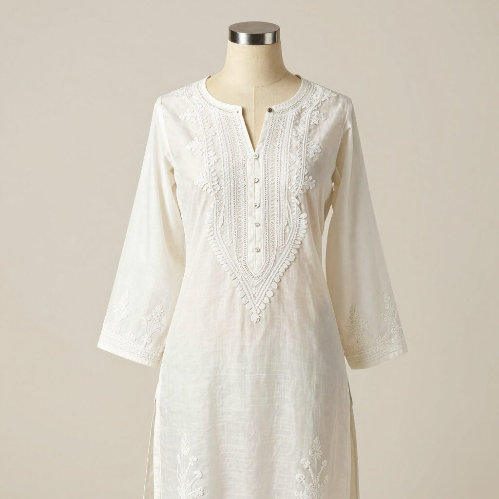 Ivory Grace Chikankari Work Kurti