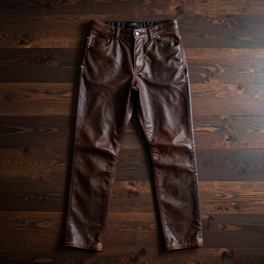 Pantalón Recto de Cuero Artesanal