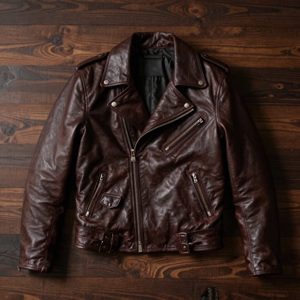 Cazadora Biker Cuero Espresso