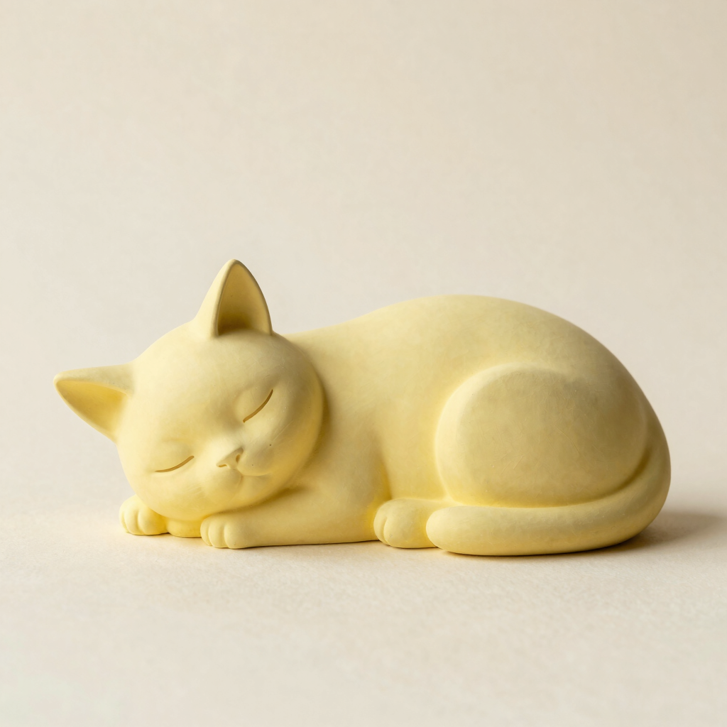 Butter Yellow Sleepy Cat Figure