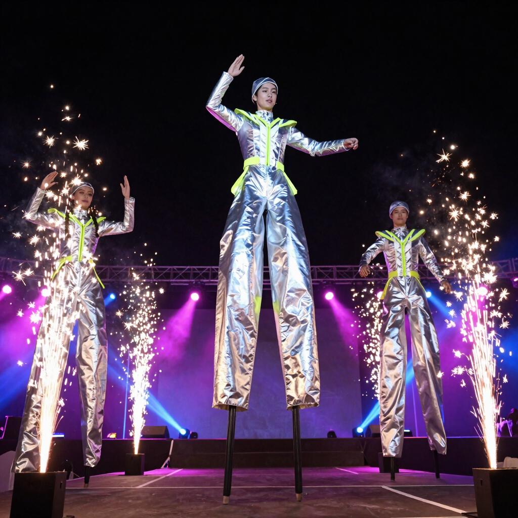 Show de Zanqueros y Pirotecnia Fría