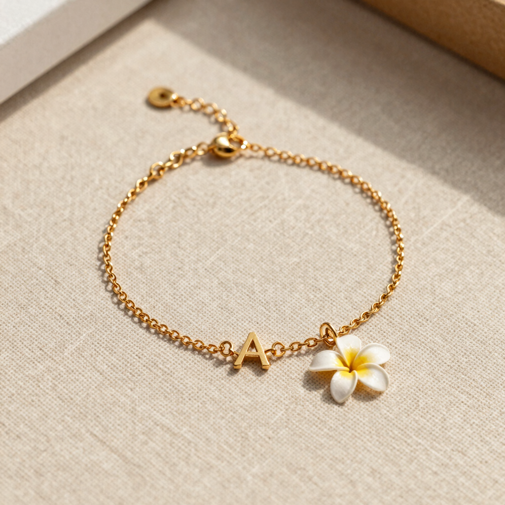 Island Bloom Initial Bracelet