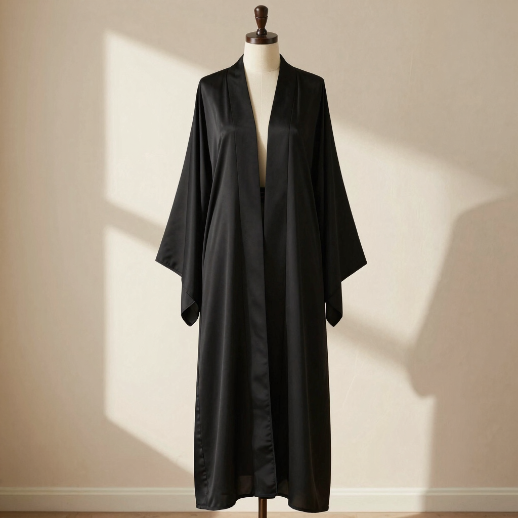 Noir Silk Crepe Abaya