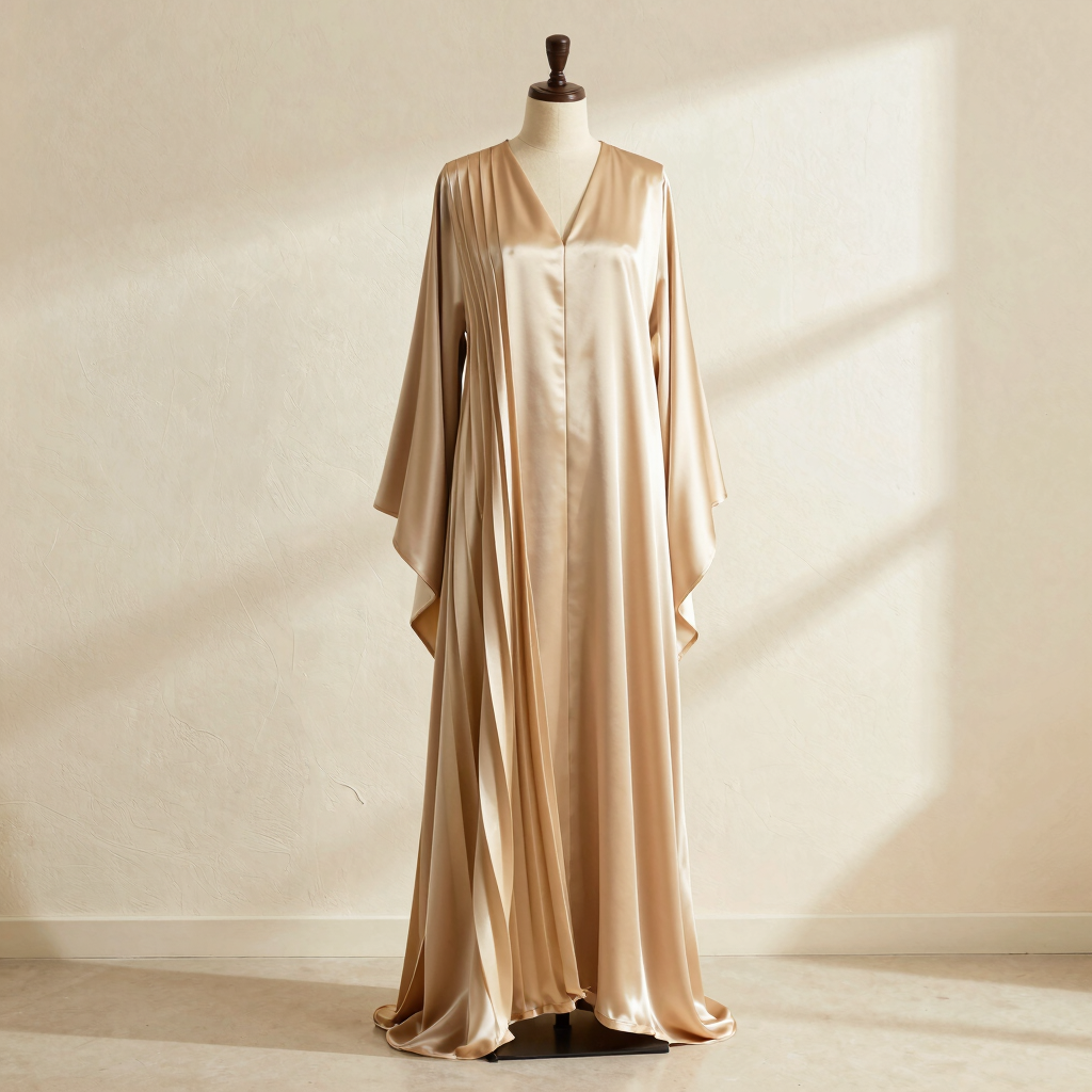 Sculpted Pleated Satin Abaya