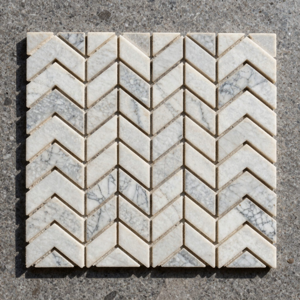 Carrara Micro-Chevron Marble Mosaic