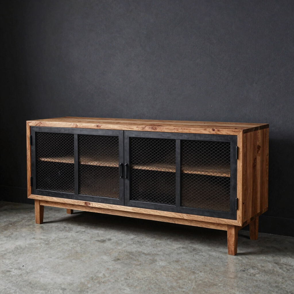 Charcoal Salvaged Oak Credenza