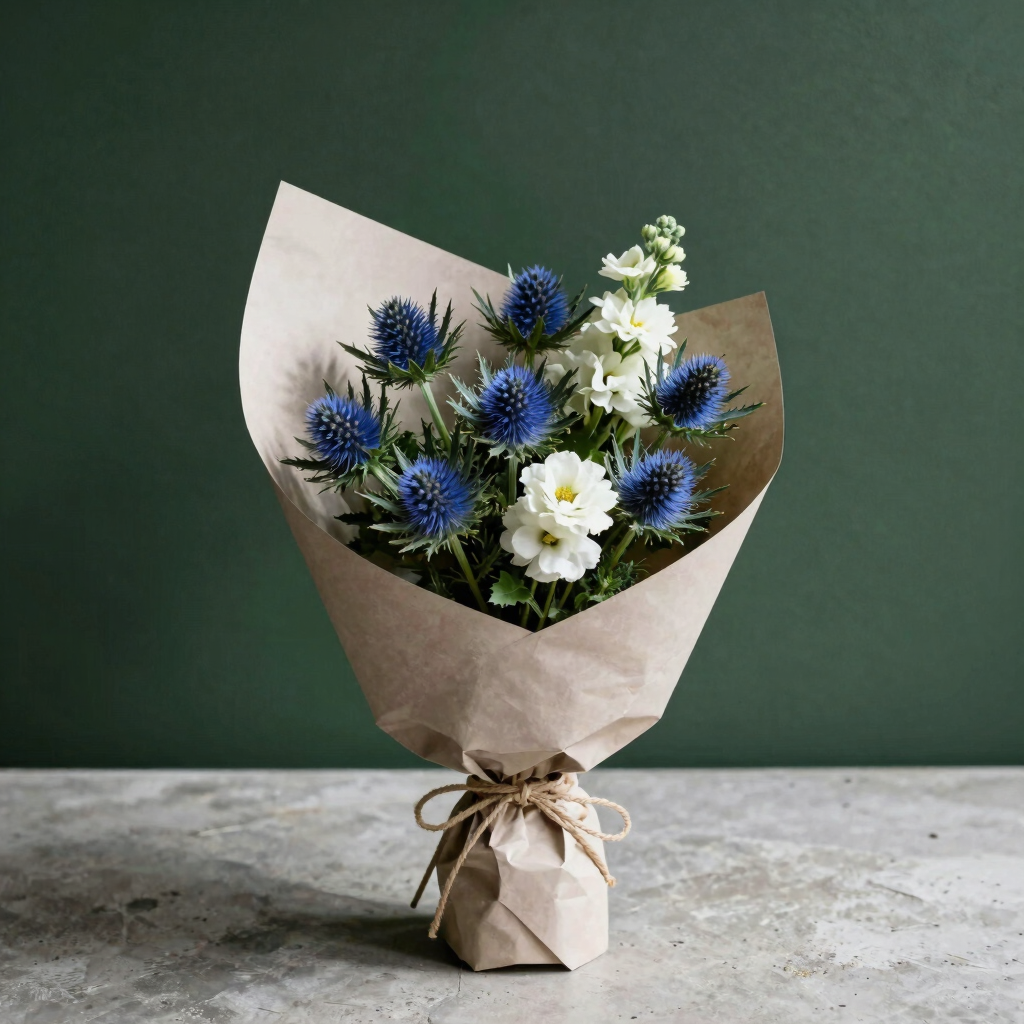 Untamed Moss and Thistle Bouquet