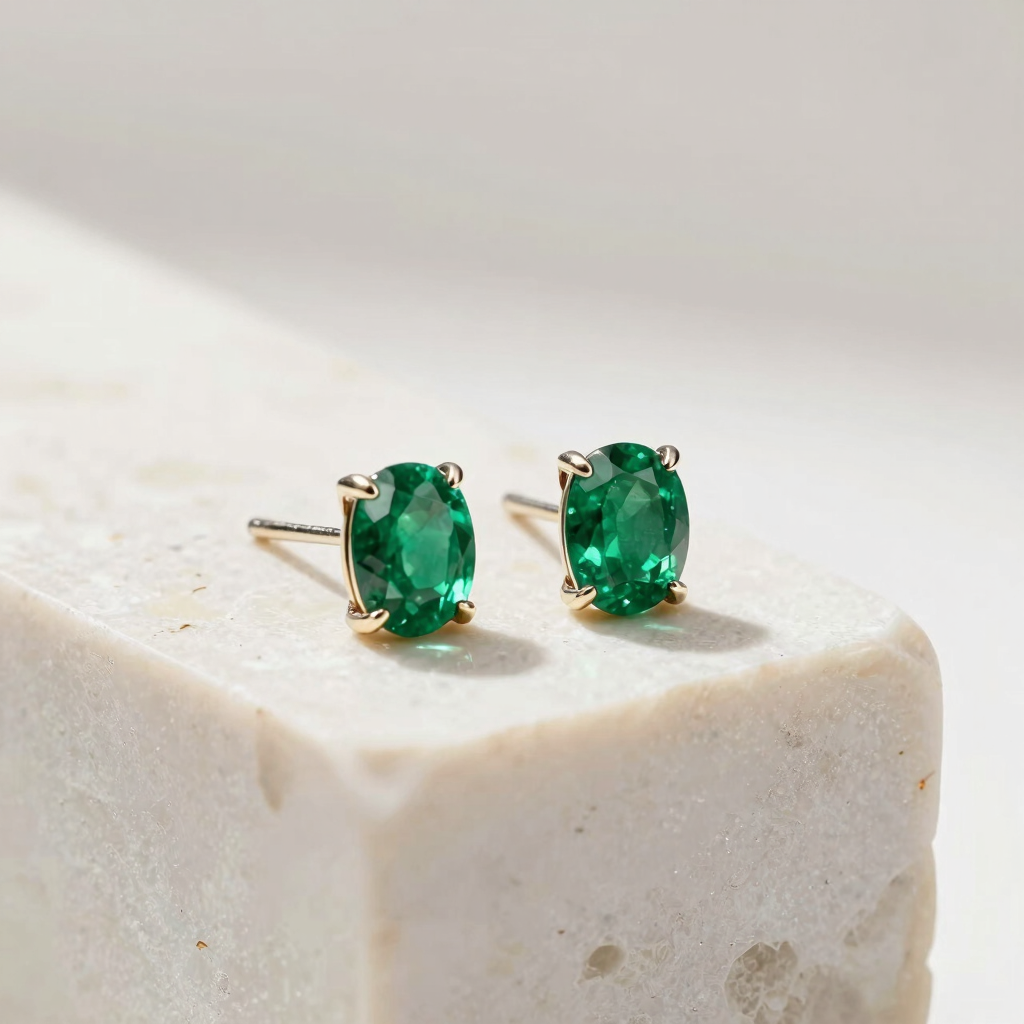 The Octavia Emerald Studs