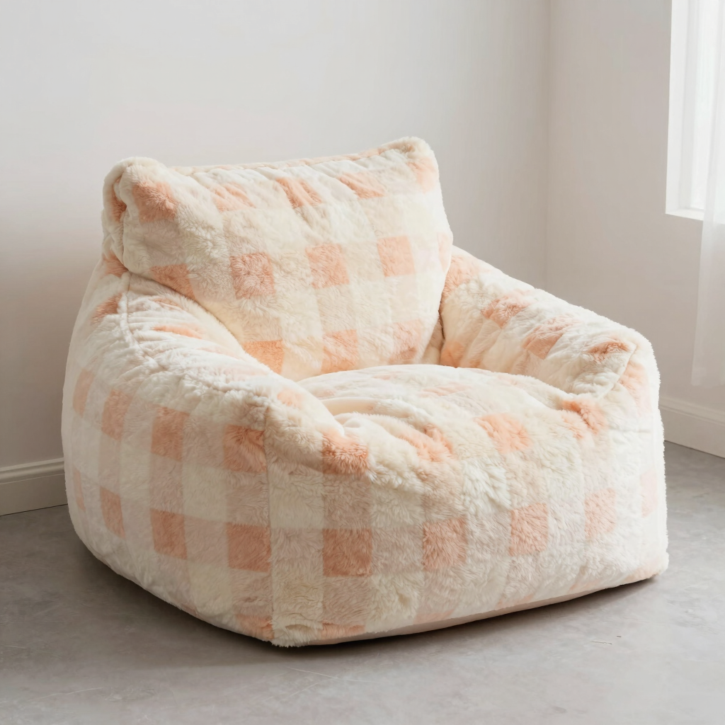 Svale Checkered Faux Fur Bean Lounger