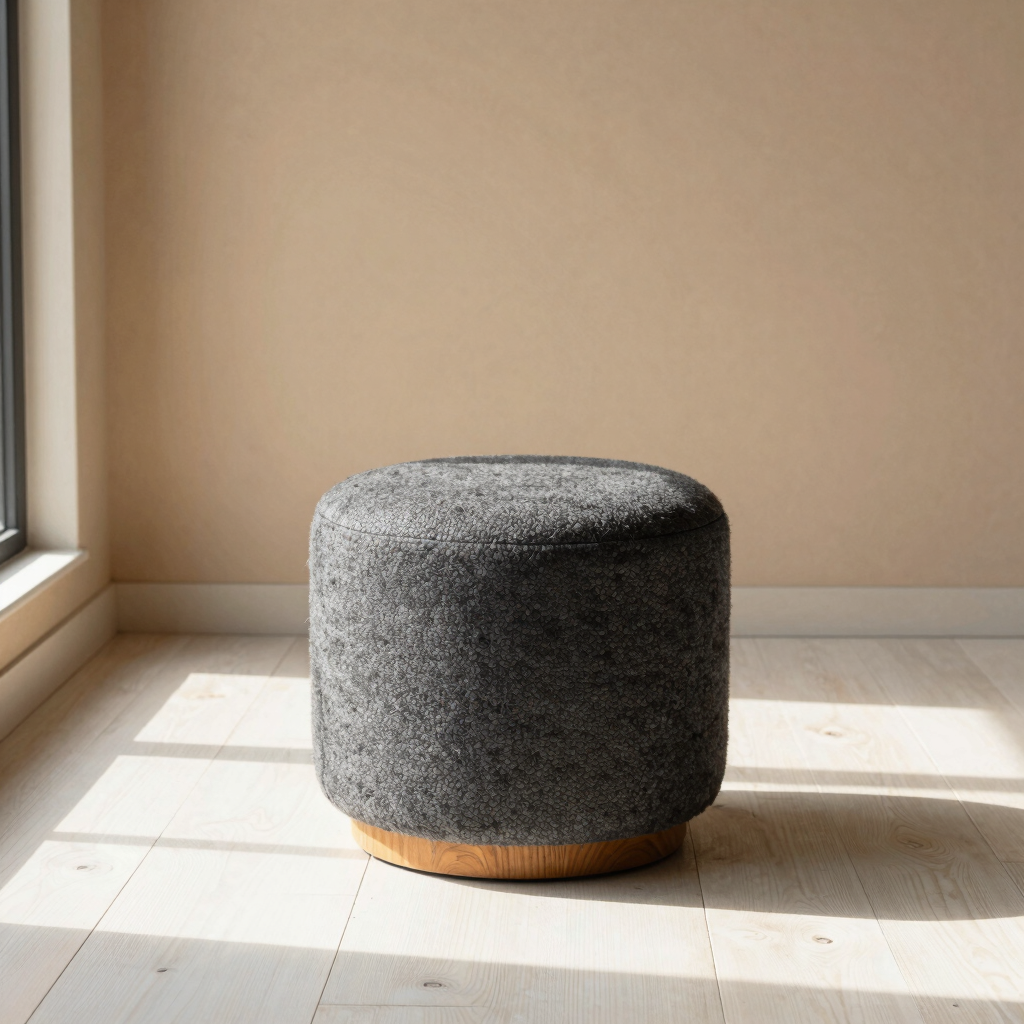 Charcoal Bouclé Accent Stool