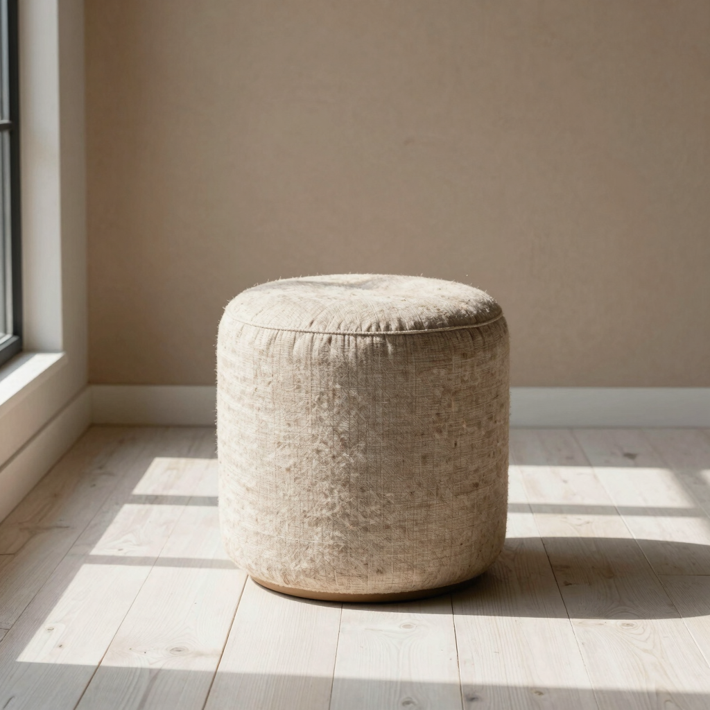 Belgian Linen Tufted Stool