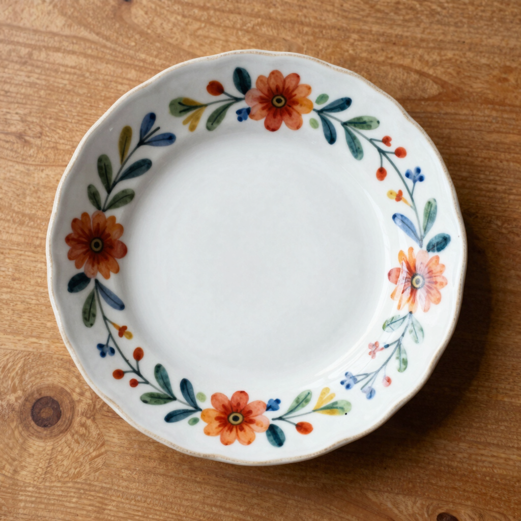 Hand-Glazed Floral Ceramic Display Plate
