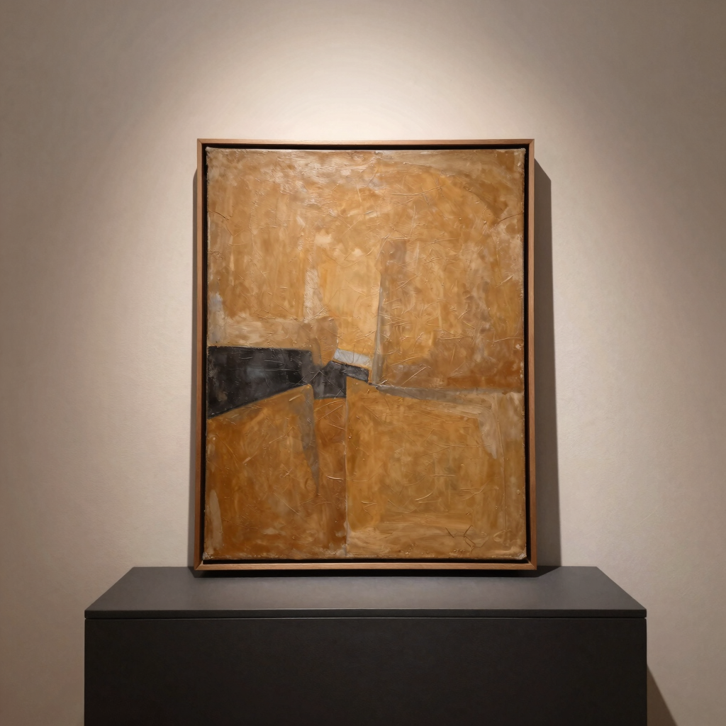Abstract Ochre Composition on Canvas