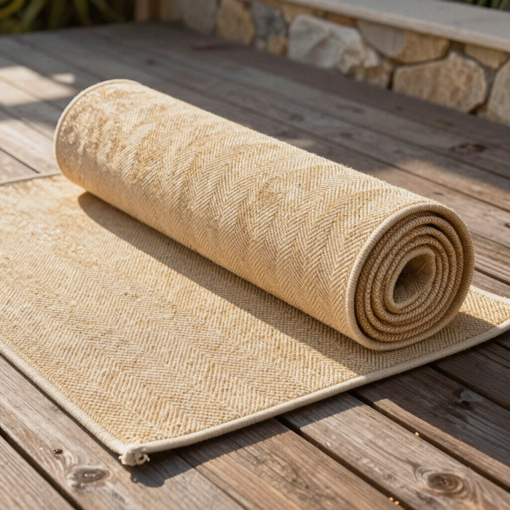 Oatmeal Herringbone Outdoor Rug