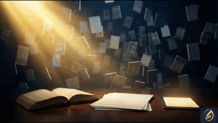 Books and e-books in cinematic lighting representing a writer’s Tonico Climaco published works. 