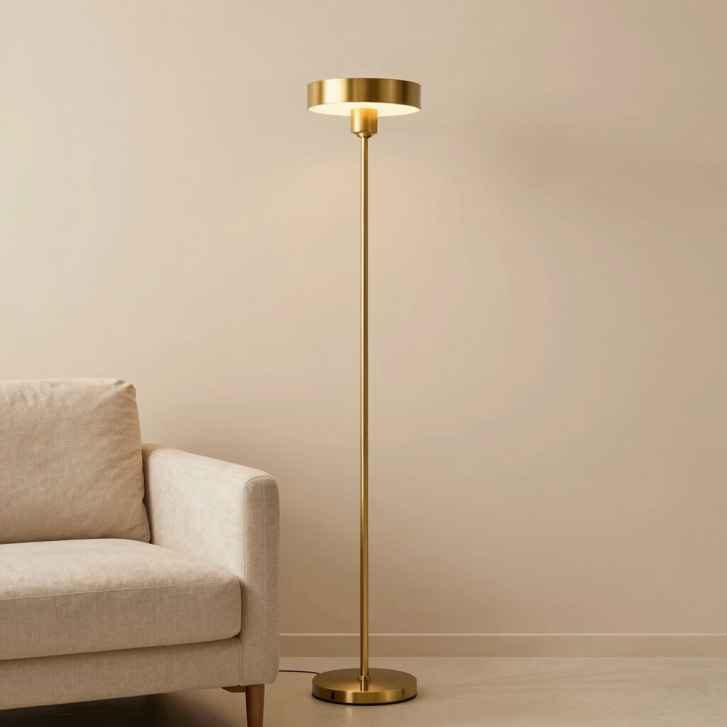 Minimalist Matte Brass Floor Lamp