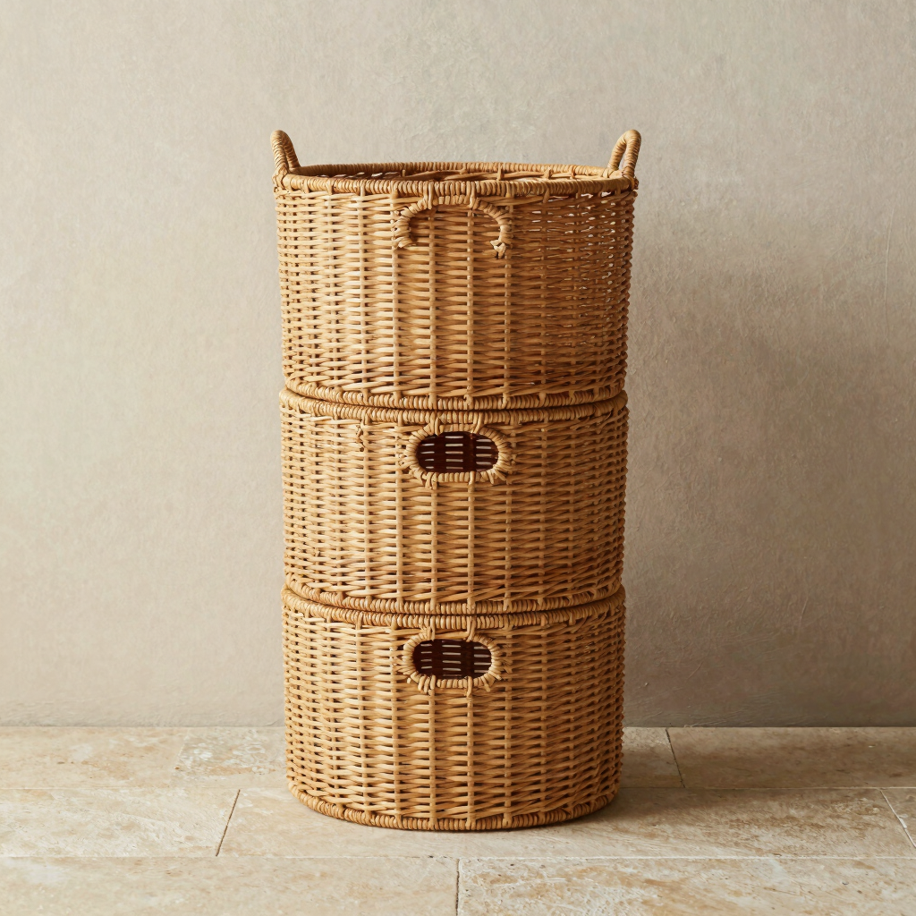 Woven Rattan Architectural Storage Baskets