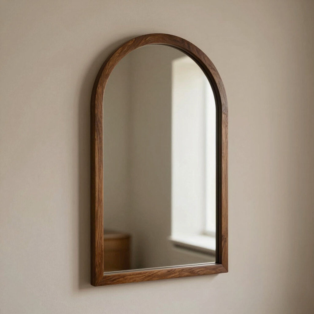 Asymmetric Oak Framed Arch Mirror