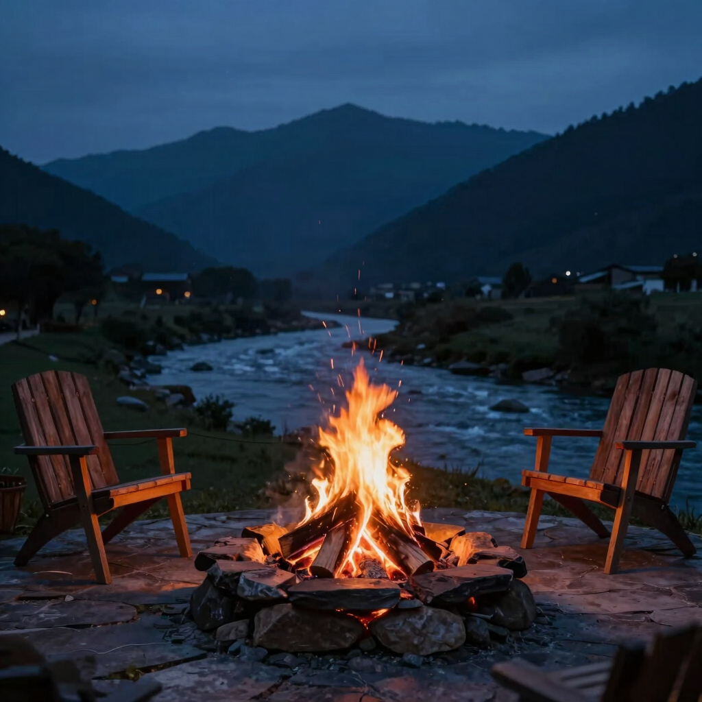 Riverside Bonfire Evening