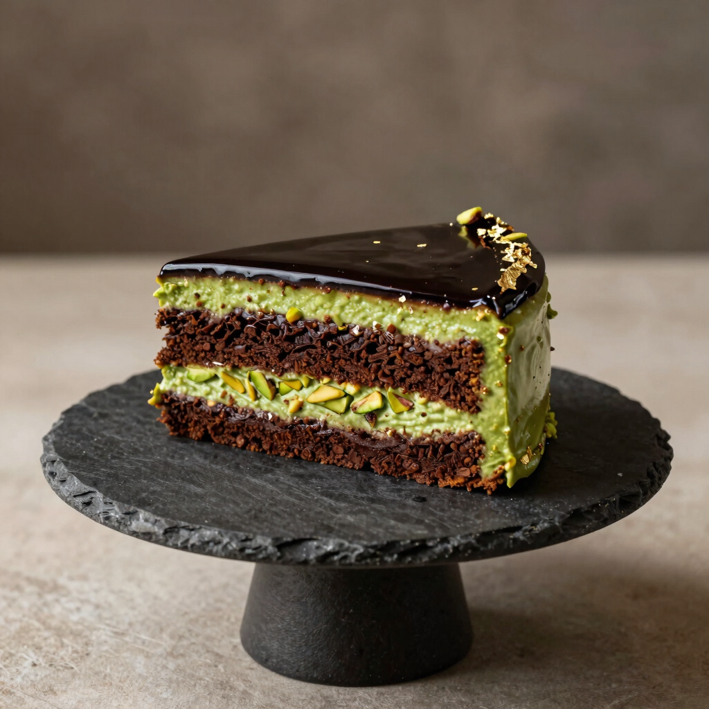 Dark Chocolate Pistachio Croquant Cake
