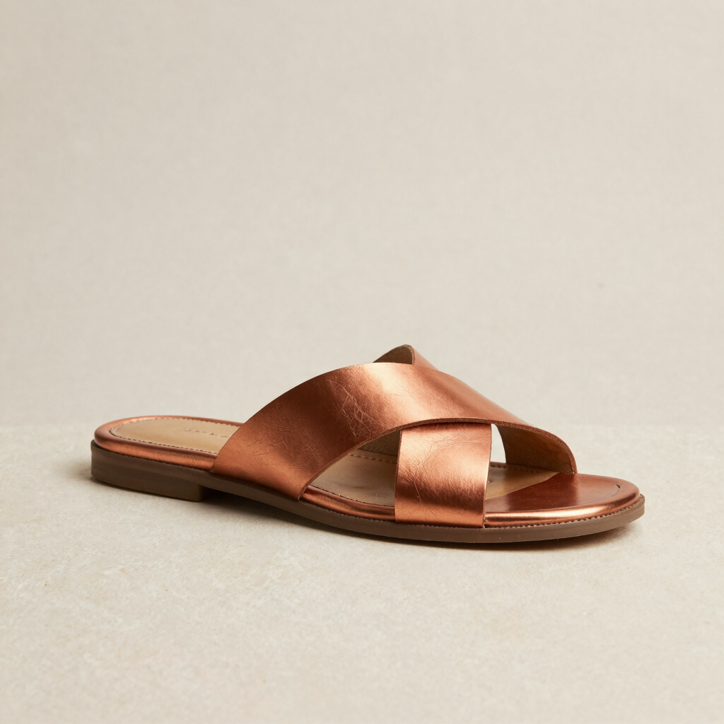 Heritage Copper Cross-Strap Slippers
