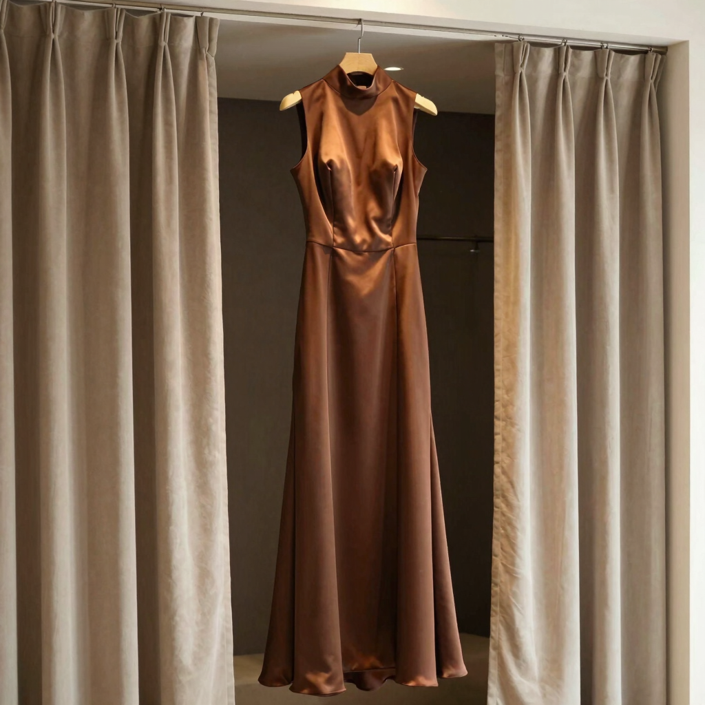 Amara High-Neck Satin Gown