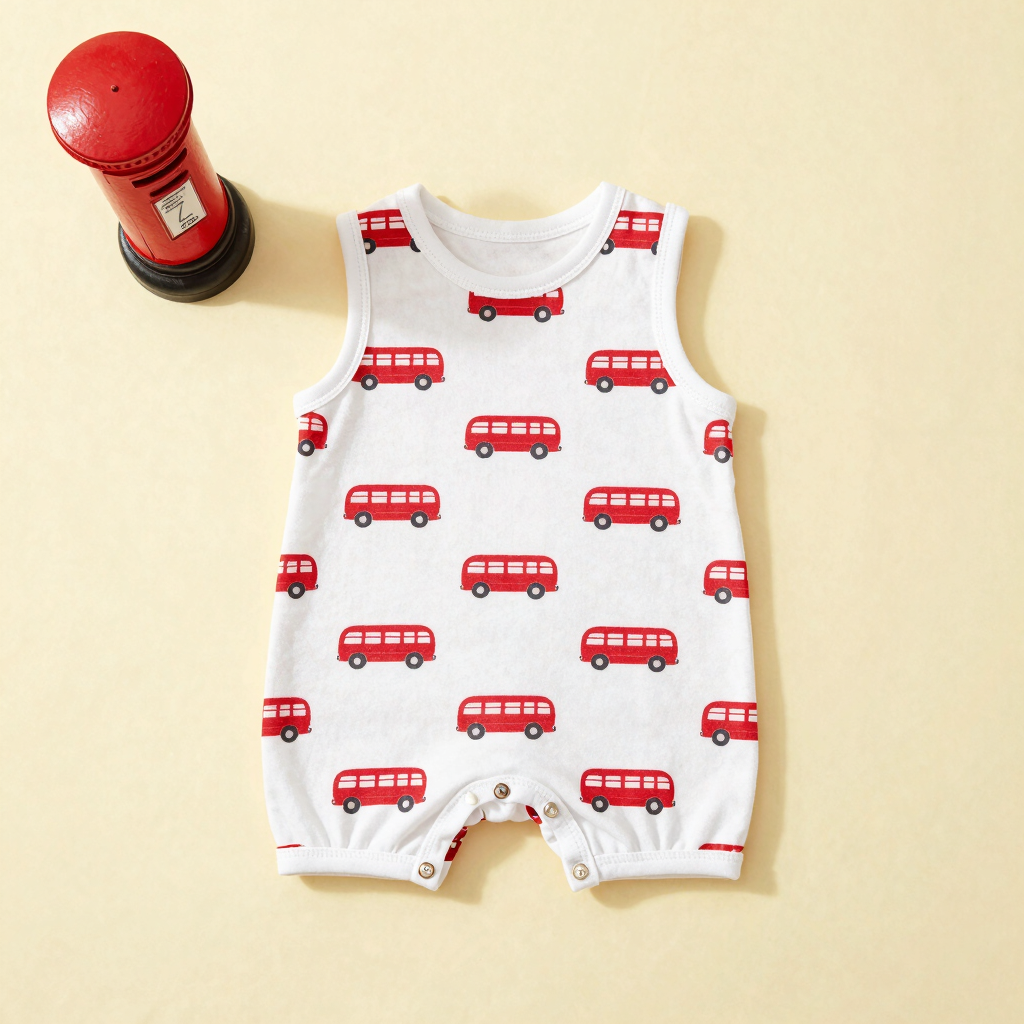 London Bus Cotton Romper