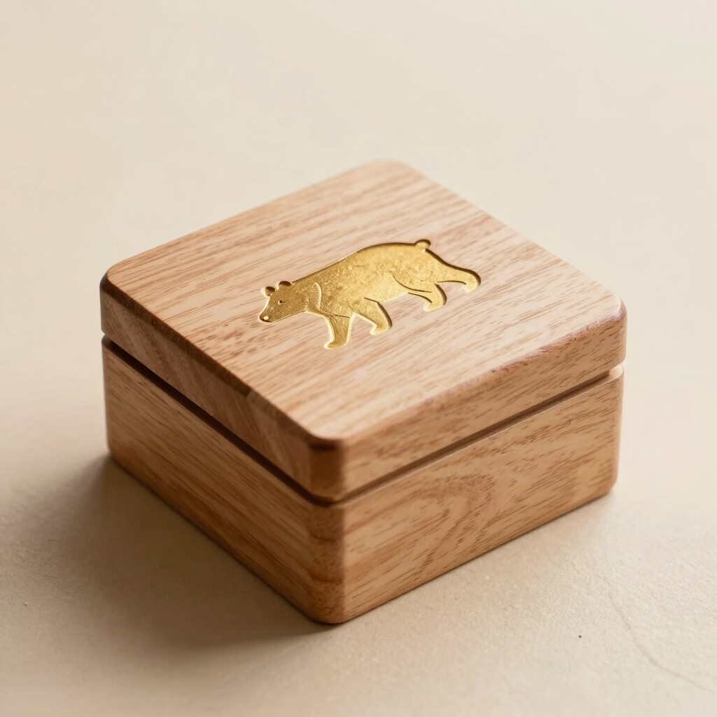 Gold-Embossed Wooden Memory Box