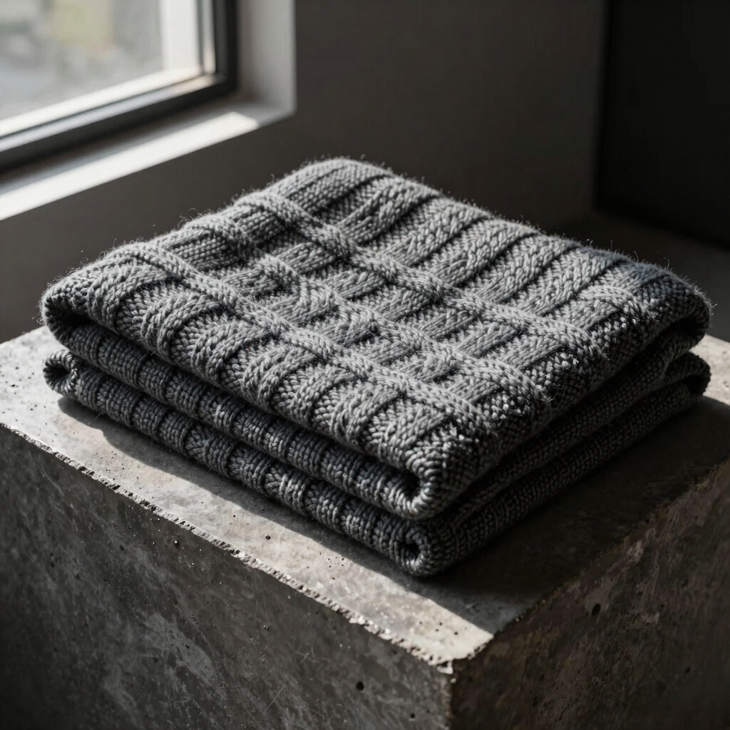 Charcoal Chunky Cable Knit Blanket