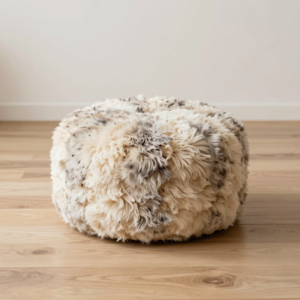 Kira Speckled Faux Fur Pouf