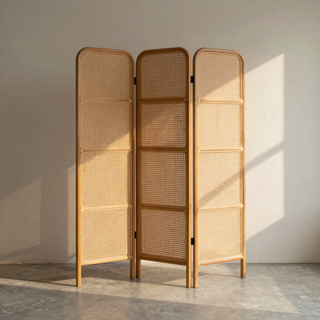 Aero Three-Panel Rattan Screen