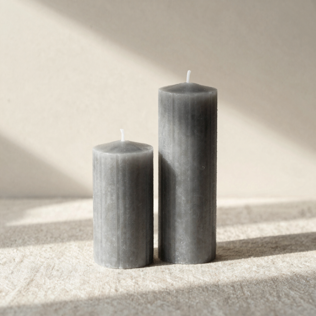 Ribbed Soy Wax Pillar Candle Set