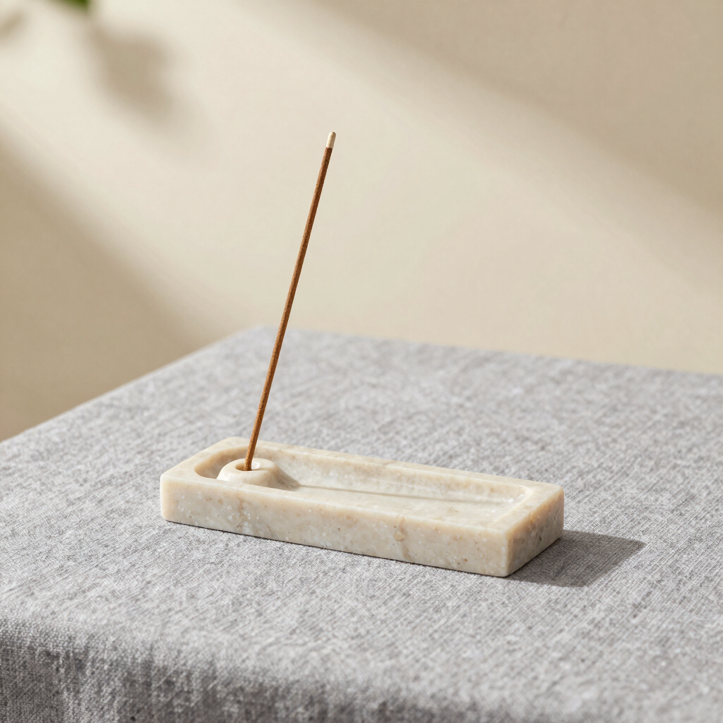 Hand-Carved Travertine Incense Holder