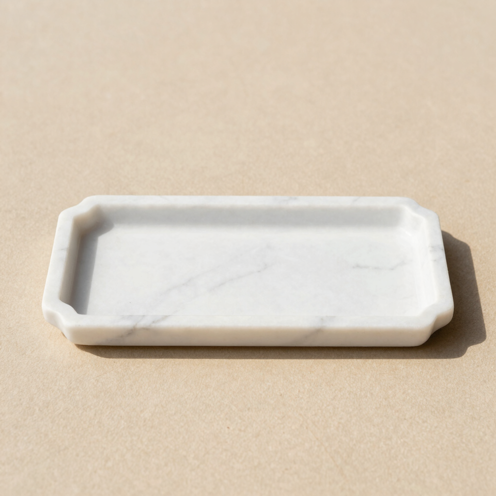 Scalloped Marble Vanity Tray
