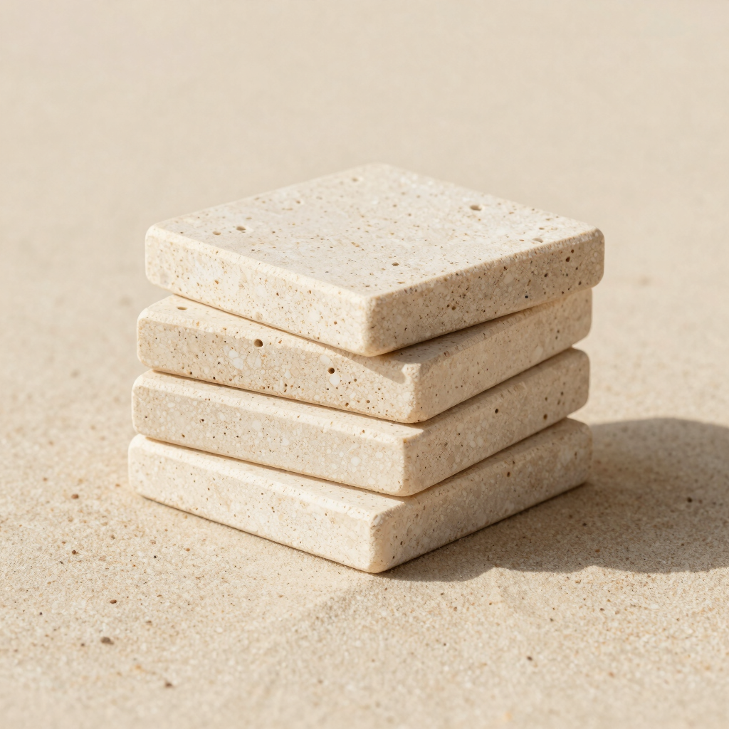 Minimalist Travertine Coaster Set