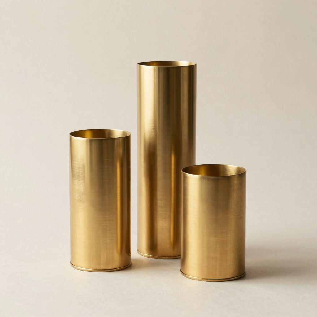 Brushed Gold Pillar Candle Holders
