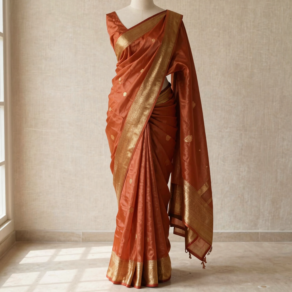 Terracotta Kanjeevaram Silk Saree