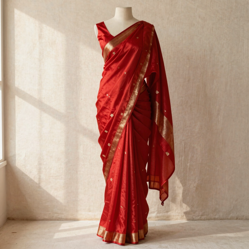 Crimson Zari Mulberry Silk Saree