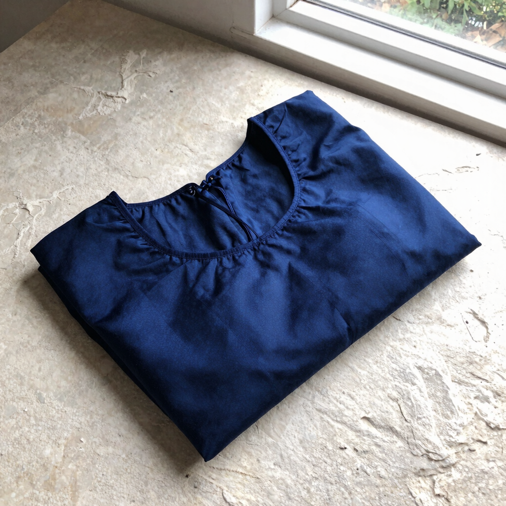 Indigo Raw Silk Blouse Fabric