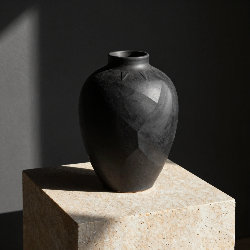 Matte Black Totem Vase